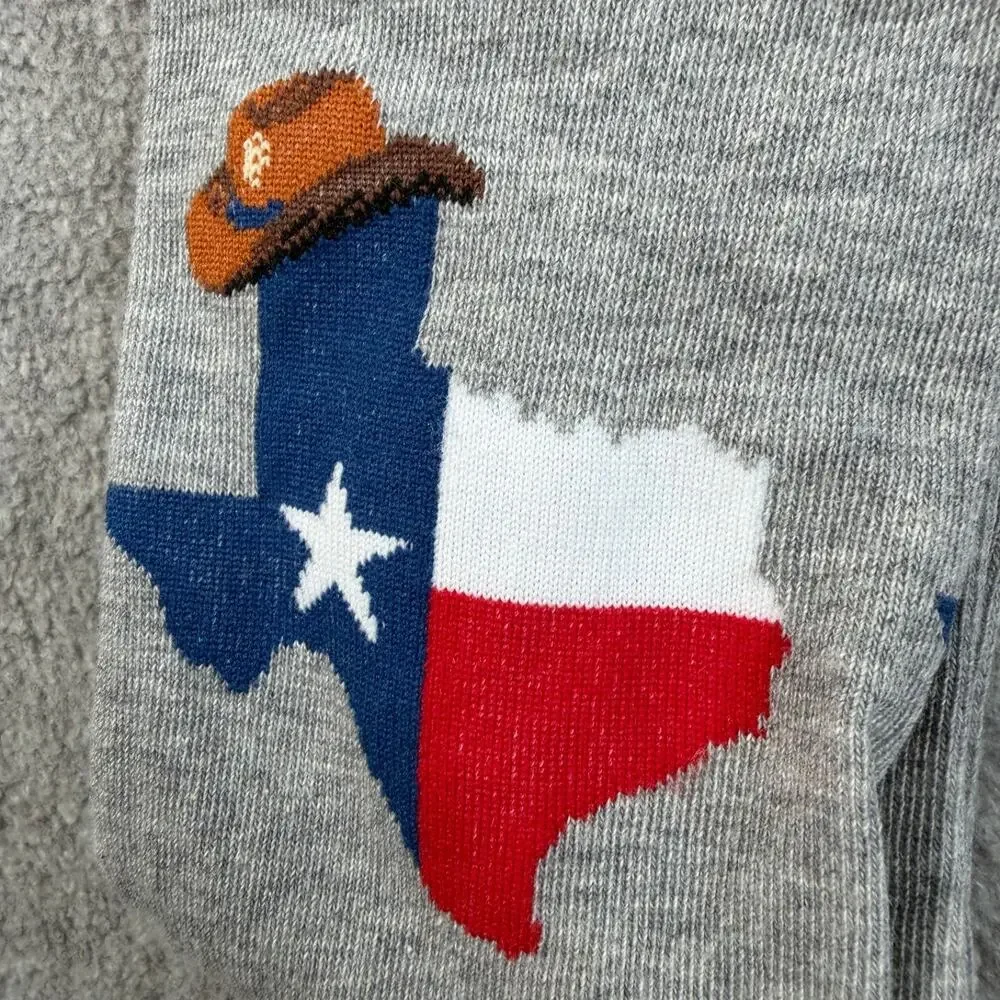 HOTSOX Women's Texas Map Cowboy Hat Crew Socks Grey Red Sock Size 9-11